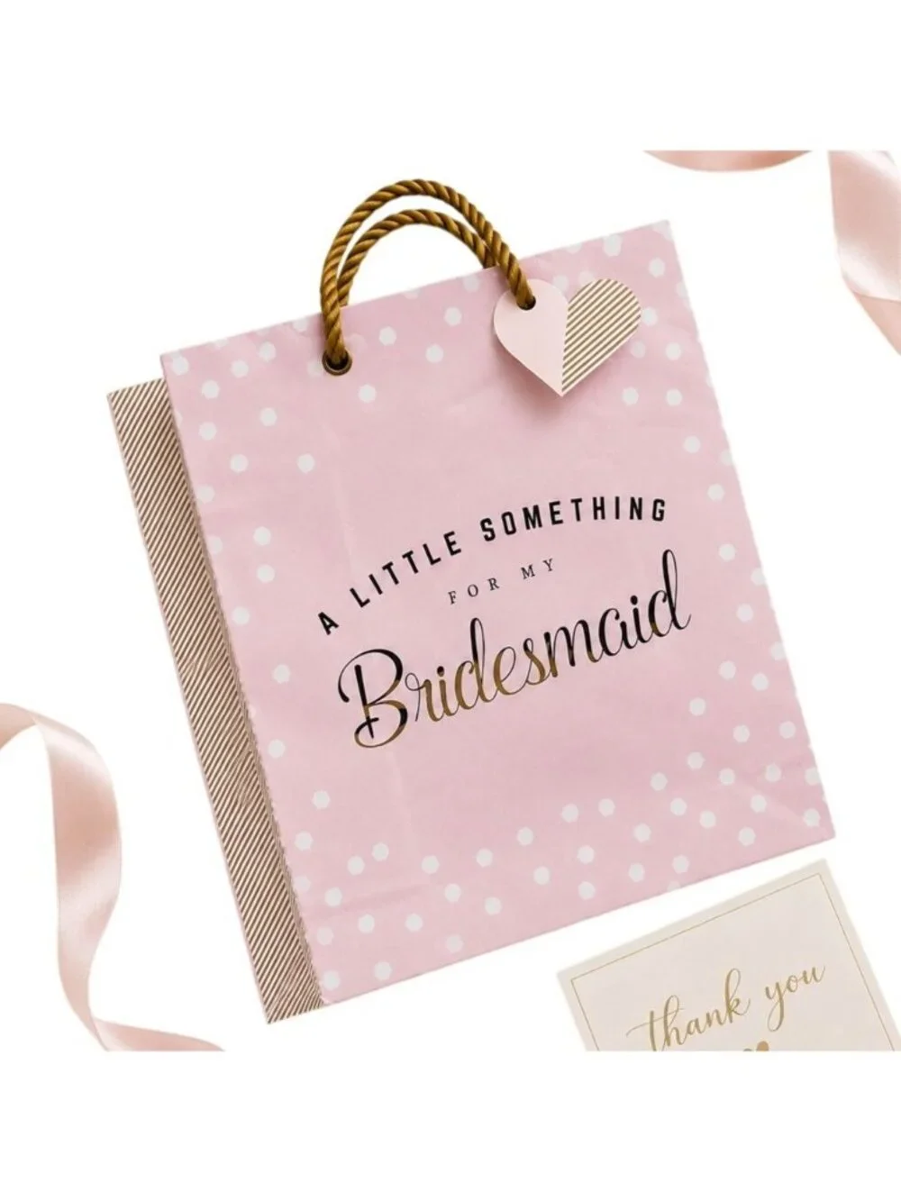 Bridesmaid Gift Bags Set of 6 Pink Polka Dot Bridal Shower Wedding Favor